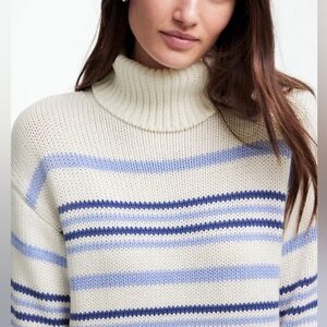 Madewell Ribbed Cotton Turtleneck Sweater in Stripe